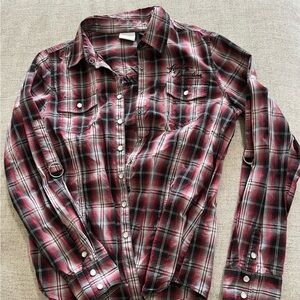 Harley Davidson Plaid snap button shirt